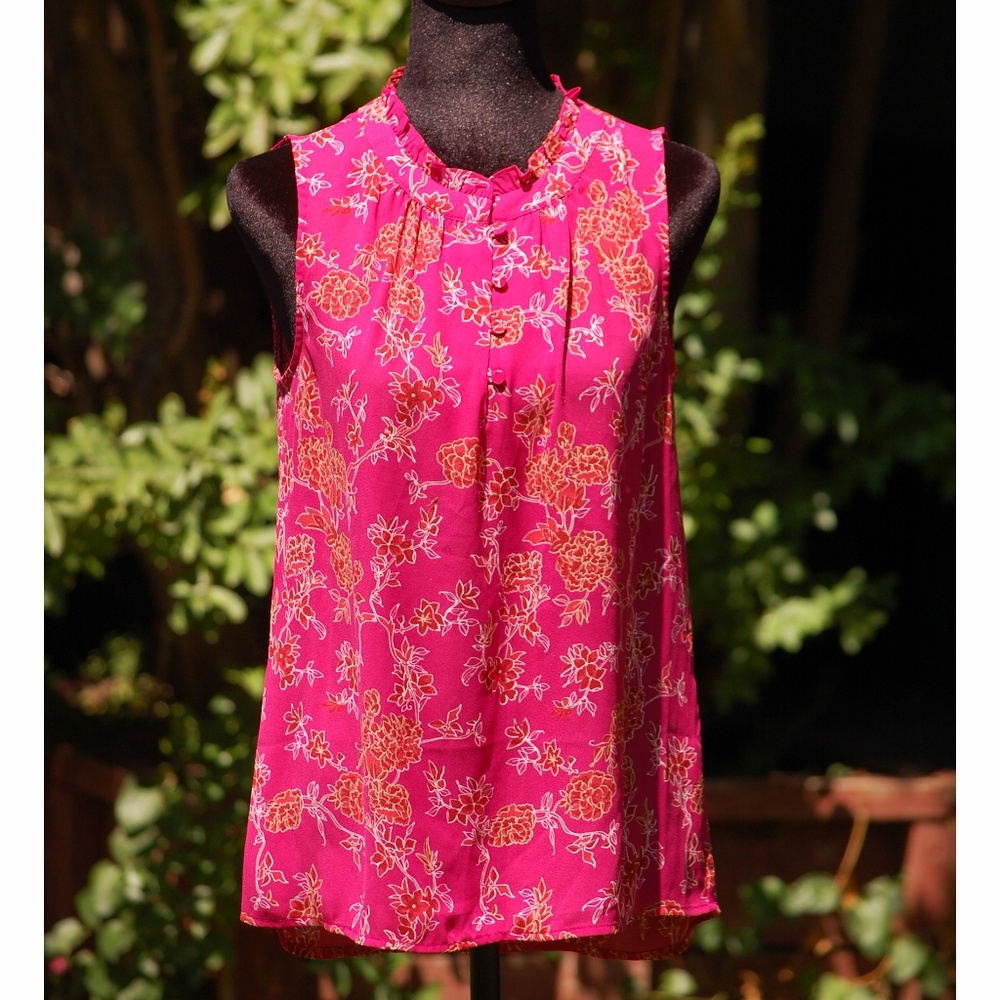41 Hawthorn Prinsloo Pink Floral Ruffle Sleeveless Blouse